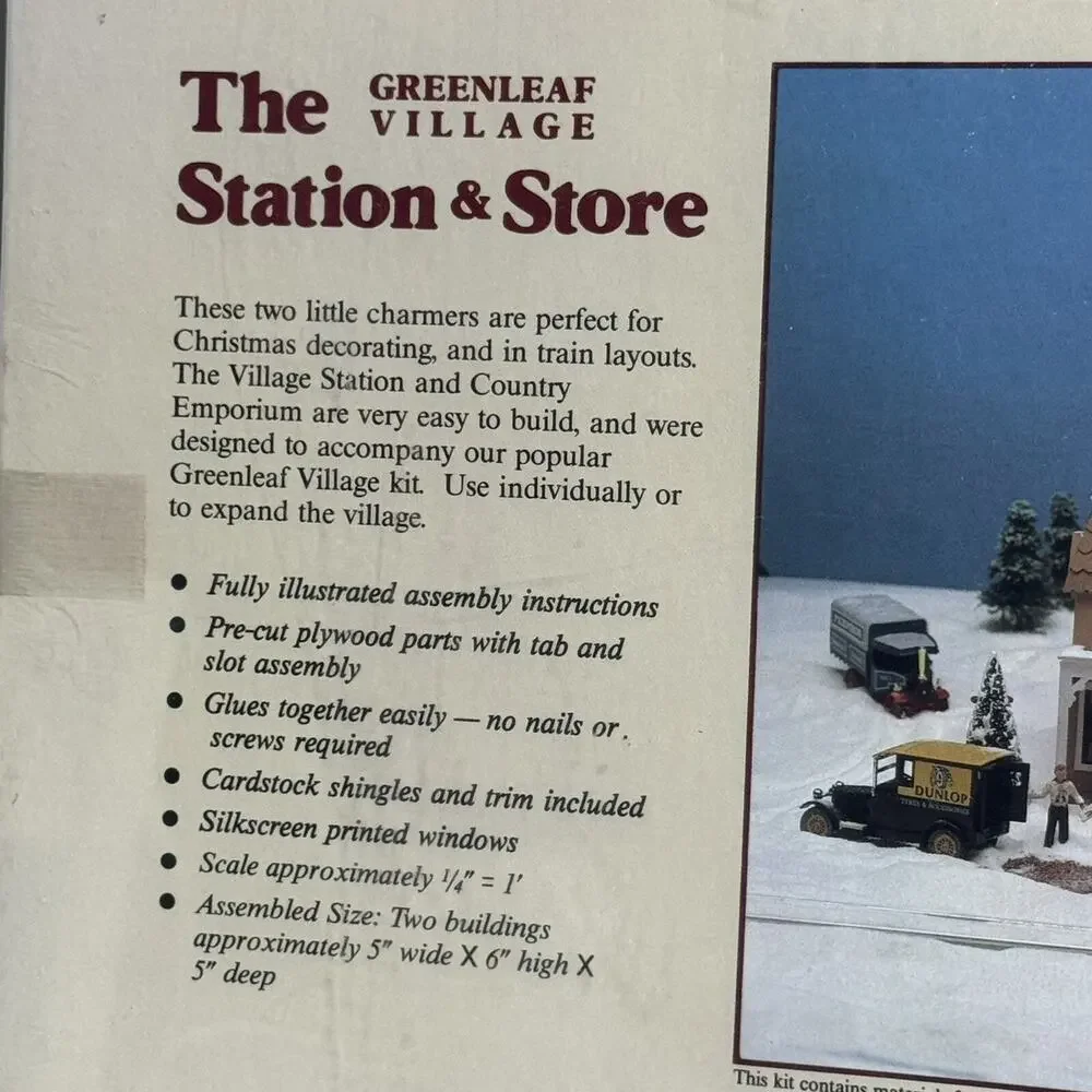 Greenleaf Village Station Store #8025 Vtg 1987 Sealed Model Kit Made in USA Wood